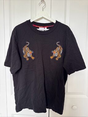 Adidas Embroidered Tiger Patch Mens Medium Black T-Shirt